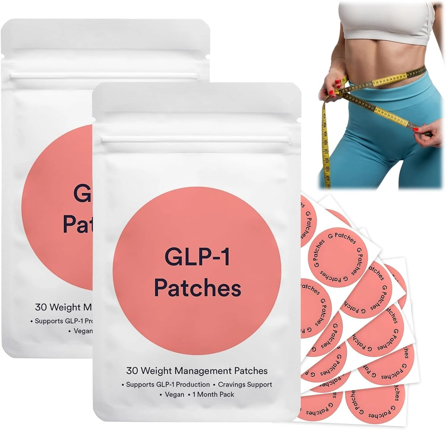 GLP-1 Weight Loss Patches, 60Pcs Weightle Patche Healthy Shae Suort Botaical PlatBaed Formula with Bererie, Vegan Gentle & Soothing Support for Women & Men, Easy to Use