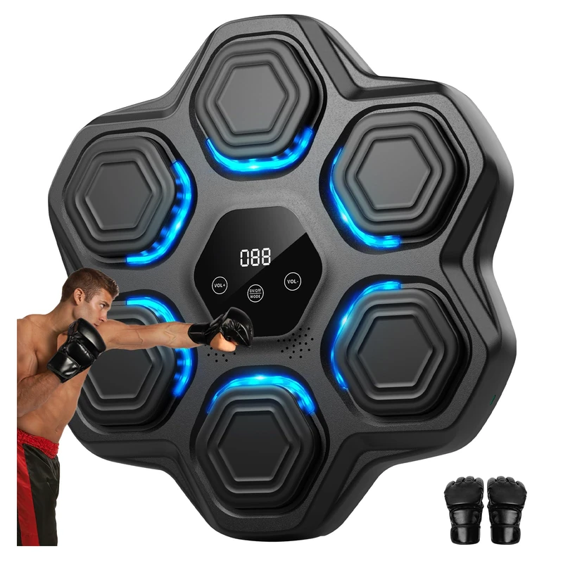 SISIGAD Music Boxing Machine Beatpunch LED Music Boxing Machine with Boxing Gloves, Smart Boxing Wall Boxing Machine with Music for Adults and Children, Music Boxing Training for Home, Indoor