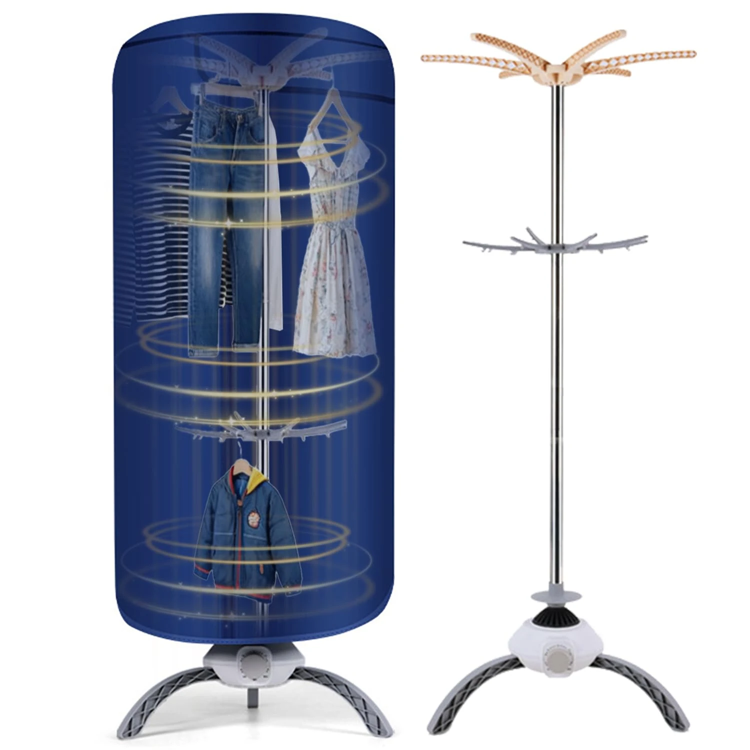 LengSuaa 900W Portable Electric Clothes Dryer, Heated Clothes Airer Drying Pod, 12KG Capacity Indoor Folding Airer with Cover for Home, Apartment, and Travel, Blue