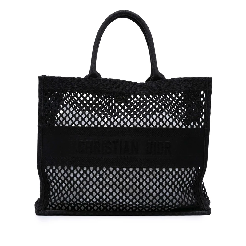 Dior Pre-Loved Large Embroidered Mesh Book Tote