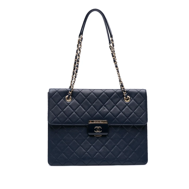 Chanel Pre-Loved Quilted Sheepskin Beauty Lock Shopping Tote