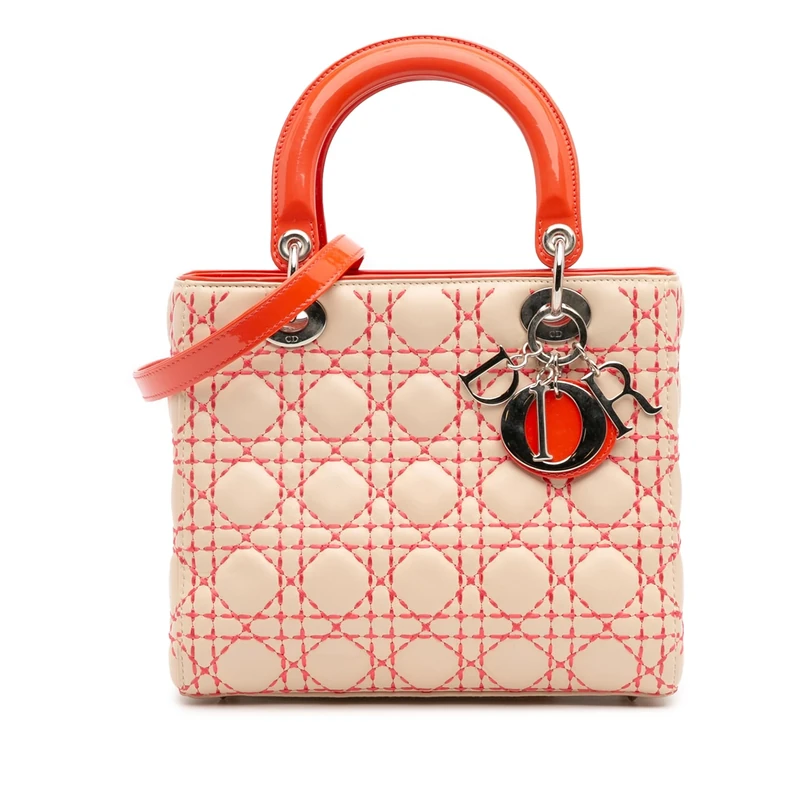 Dior Pre-Loved Medium Lambskin Cannage Stitched Lady