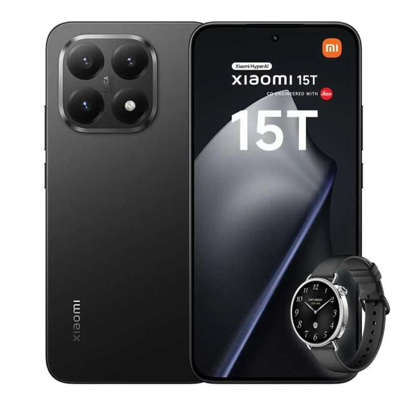 Xiaomi 15T, Smartphone 12+256GB, 6.83" 120Hz Eye-care Display, MediaTek Dimensity 8400-Ultra, 50MP Leica Summilux Optical Lens, 5500mAh, Black, Charger Not Included,2-years warranty+Watch S4 41mm