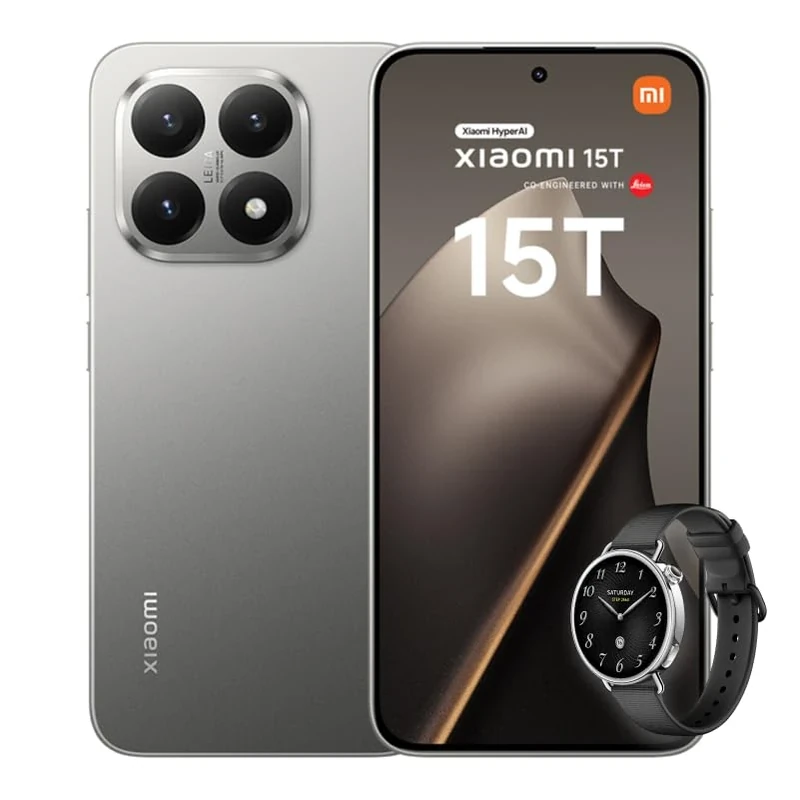 Xiaomi 15T, Smartphone 12+512GB, 6.83" 120Hz Eye-care Display, MediaTek Dimensity 8400-Ultra, 50MP Leica Summilux Optical Lens, 5500mAh, Titanium, Charger Not Included,2-years warranty+Watch S4 41mm