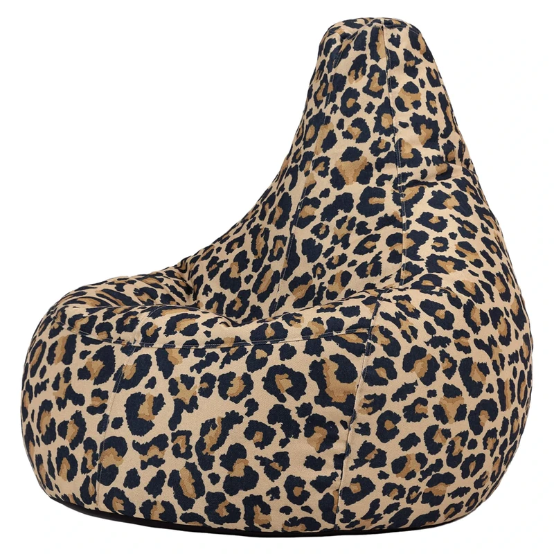 icon Dalton Bean Bag Chair, Kyoto Leopard Print, Woven Fabric, Large Adult Bean Bag with Filling Included, Comfy Chair, Leopard Print Gifts, Living Room Furniture, Bedroom Furniture