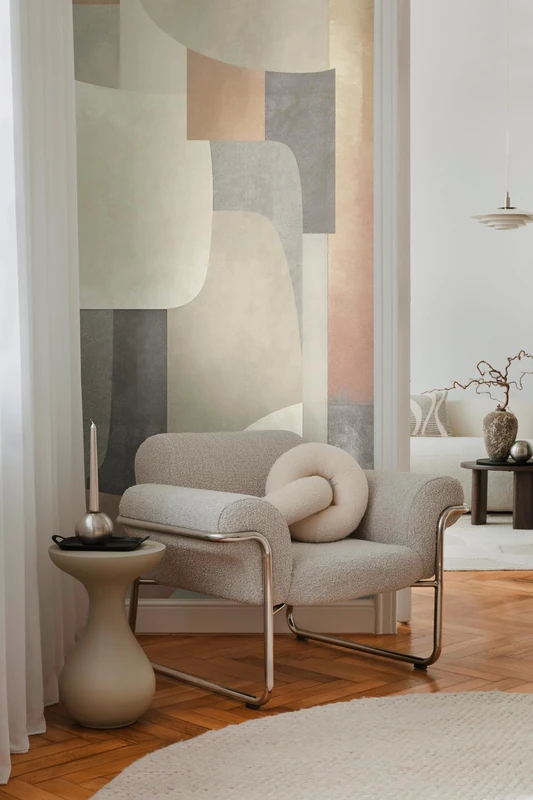 Livingwalls Photo Wallpaper with Abstract Design in Grey, Orange, Brown - Graphic Non-Woven Wallpaper 8.80 m x 0.53 m Abstract Motif by COSMOPLITAN - 791454