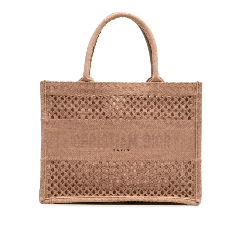 Dior Pre-Loved Medium Embroidered Mesh Book Tote