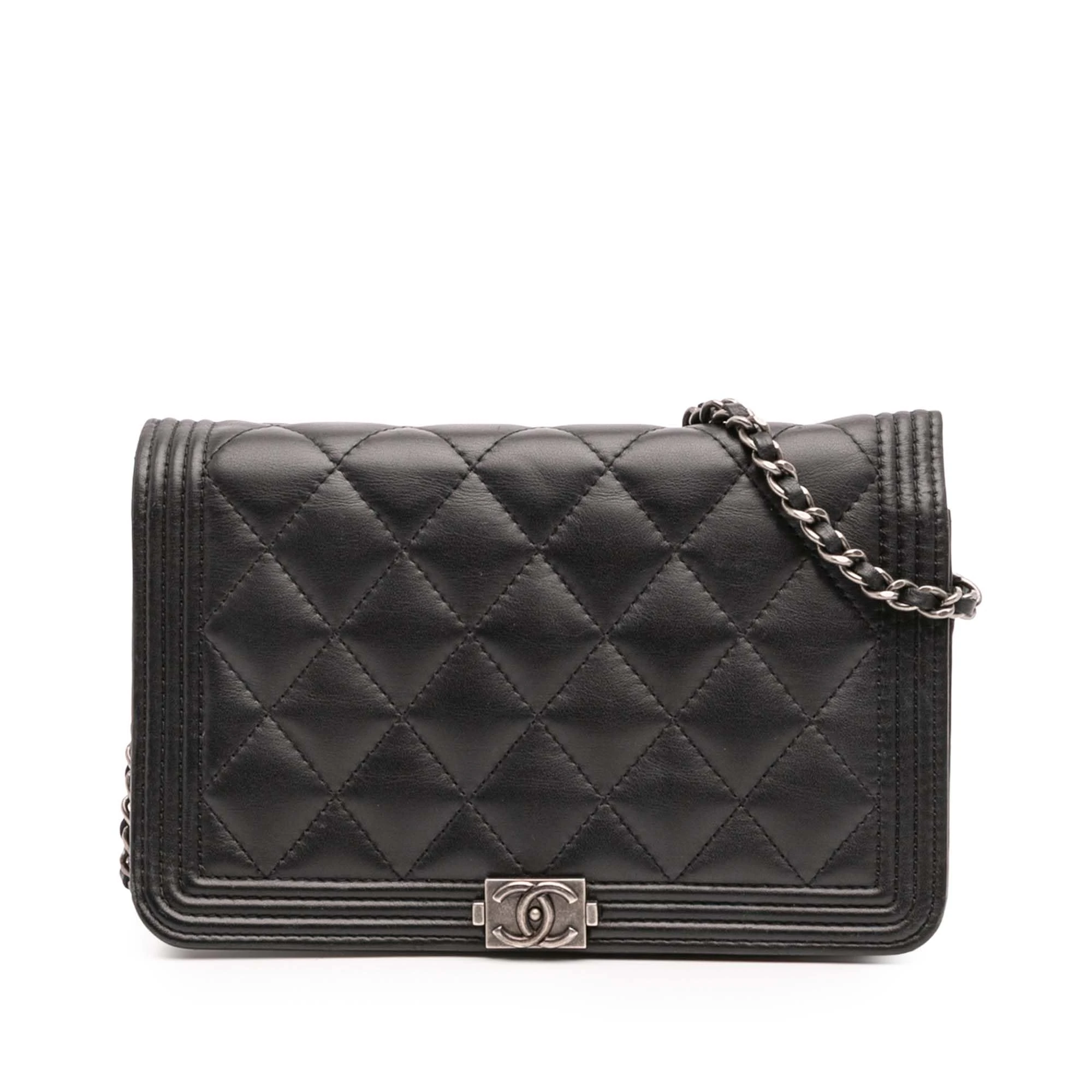Chanel Pre-Loved Quilted Lambskin Boy Wallet On Chain Handbag