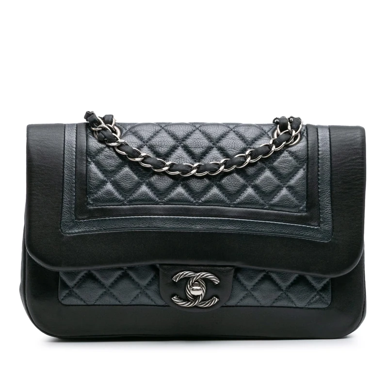 Chanel Pre-Loved Medium Bicolor Quilted Calfskin Flap