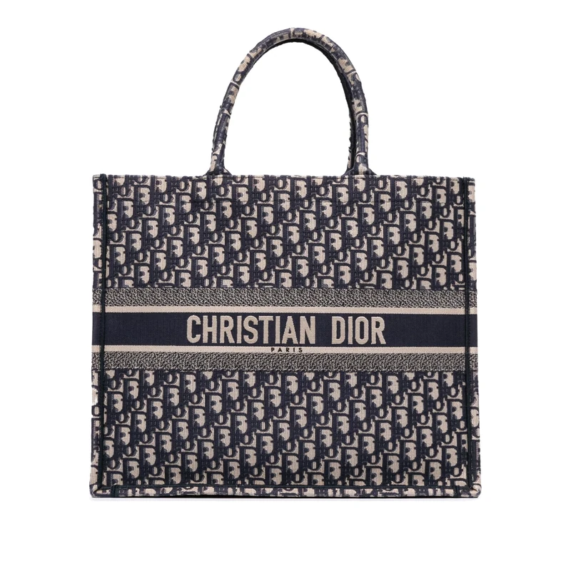 Dior Pre-Loved Large Oblique Canvas Book Tote Bag
