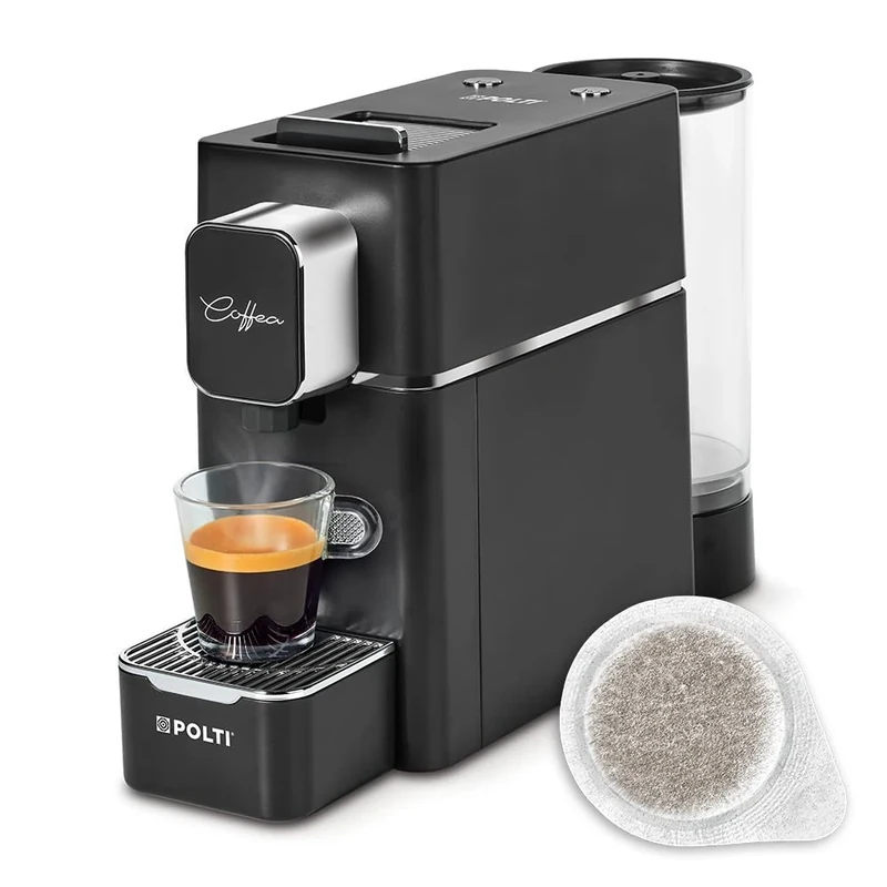 Polti Coffea S15B Espresso Coffee Machine, Compatible with 44 mm E.S.E. Pods, 0.85L Water Tank, Black Color