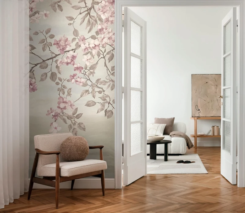 Livingwalls CosmoLiving Non-Woven Wallpaper with Botanical Design in Cream, Pink, Green - 8,80 x 0,53 m Floral Wallpaper by Cosmopolitan - 791448
