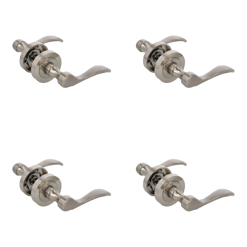 Amig – Pack of 4 Rosette Handle Sets, Model Yaltarz, Made of Matte Chrome-Plated Steel, Size: 52 mm, 6 mm Spindle, Ideal for Interior or Exterior Doors, Modern Design