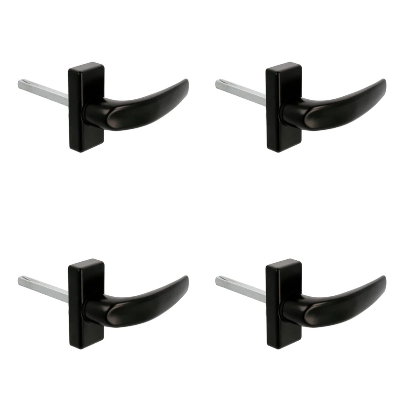Amig - Pack of 4 Rosette Door Handles - Model Delta - 121 x 72 mm - 8 mm Spindle - Elegant and Simple Design - Ergonomic Grip Handle - Black