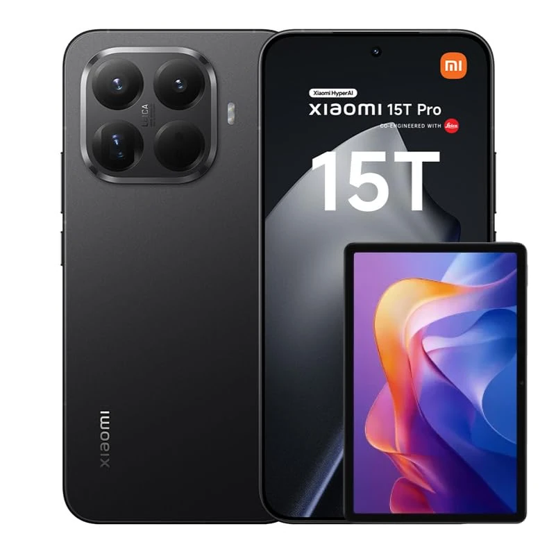 Xiaomi 15T Pro, Smartphone 12+1024GB, 6.83" 144Hz Eye-care Display, MediaTek Dimensity 9400+, 50MP Leica 5x Pro Telephoto, 5500mAh, Black, Charger Not Included,2-years warranty+Redmi Pad 2