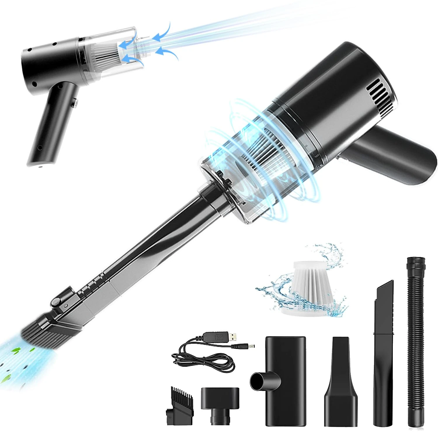 Handheld Vacuum Cleaner, 15000Pa Powerful Suction Portable Lightweight Mini Vacuum Cordless, USB Quick Charge Car Vacuum Cleaner for Sofa, Bed, Car, Home, Office, Clean Pet Hair