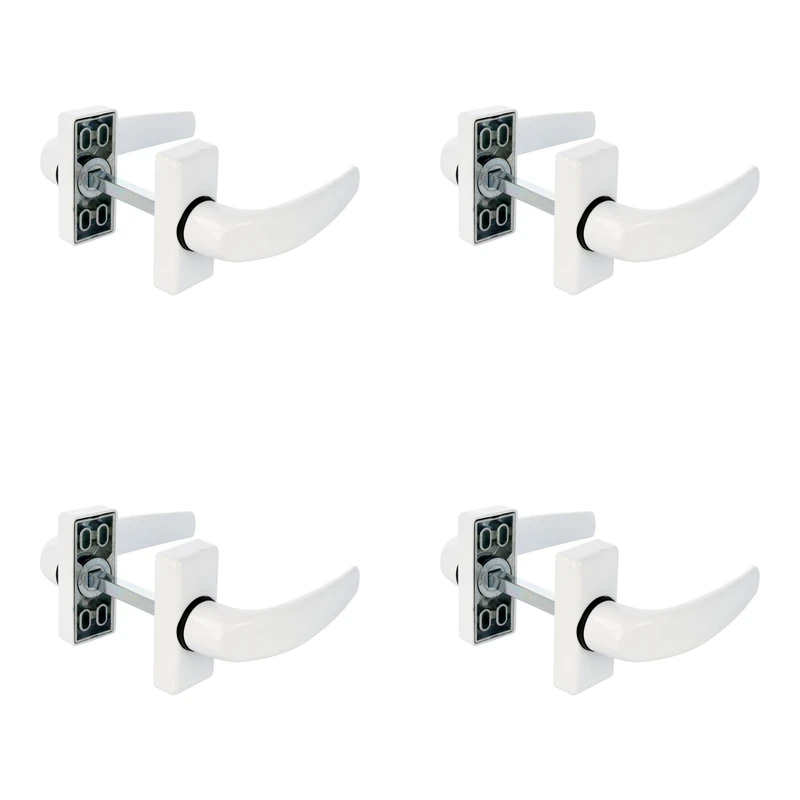 Amig – Pack of 4 Rosette Door Handle Sets – Model Delta – 121 x 72 mm – 8 mm Spindle – Elegant and Simple Design – Ergonomic Grip Handle – White Aluminum
