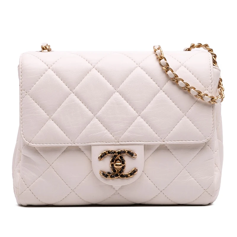 Chanel Pre-Loved CC Quilted Aged Calfskin Accordion Flap Crossbody Bag