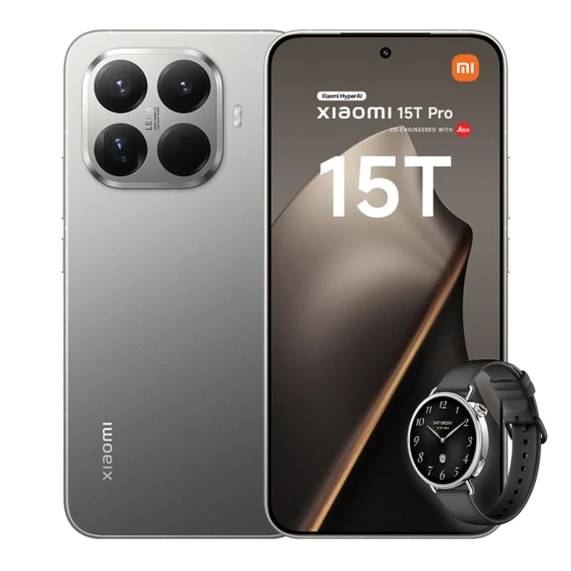Xiaomi 15T, Smartphone 12+256GB, 6.83" 120Hz Eye-care Display, MediaTek Dimensity 8400-Ultra, 50MP Leica Summilux Optical Lens, 5500mAh, Titanium, Charger Not Included,2-years warranty+Watch S4 41mm