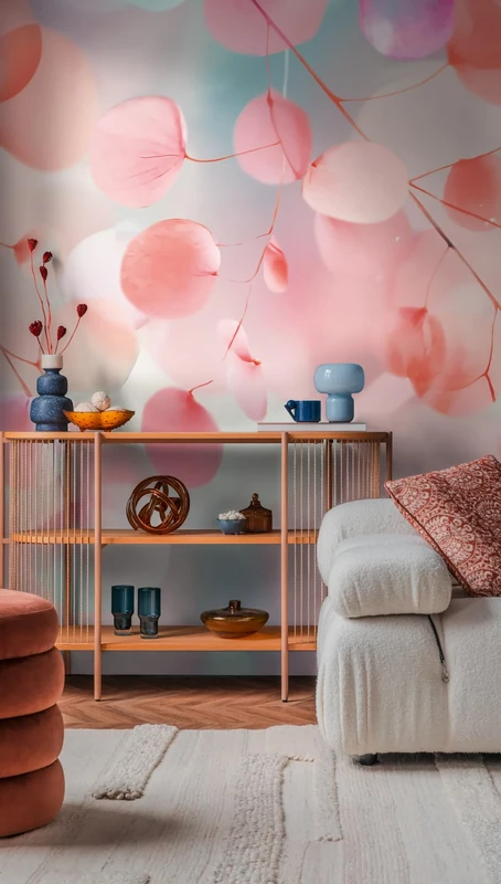 Livingwalls CosmoLiving Non-Woven Wallpaper with Leaf Design in Blue, Pink, Purple - 8,80 x 0,53 m Floral Wallpaper by Cosmopolitan - 791551