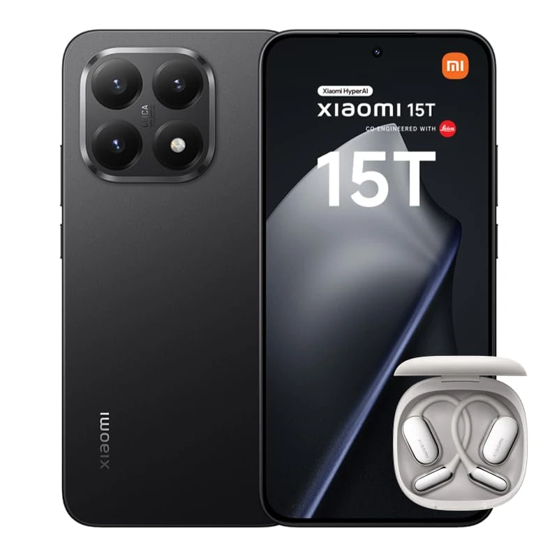 Xiaomi 15T, Smartphone 12+512GB, 6.83" 120Hz Eye-care Display, MediaTek Dimensity 8400-Ultra, 50MP Leica Summilux Optical Lens, 5500mAh, Black, Charger Not Included,2years warranty+OpenWear Stereo Pro