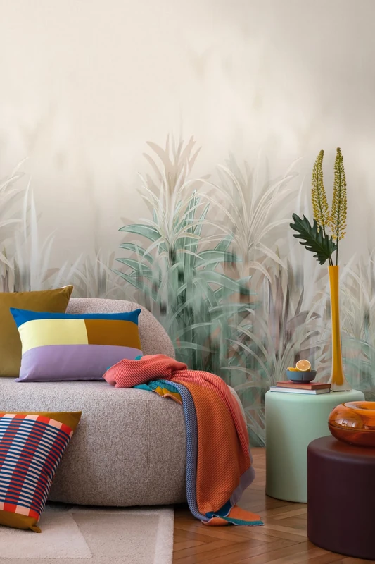 Livingwalls Photo Wallpaper with Palm Tree Design in Beige, Green, Cream - Floral Non-Woven Wallpaper 8.80 m x 0.53 m Abstract Motif by COSMOPLITAN - 791459