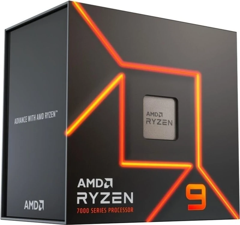 AMD Ryzen™ 9 7900 Processor (12 cores / 24 threads, unlocked. Zen 4 architecture. 76 MB L2+L3 cache. 65W TDP. Boost clock up to 5.4 GHz. AM5 socket. DDR5 & PCIe 5.0. Cooler not included)