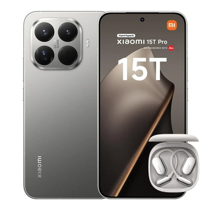 Xiaomi 15T Pro, Smartphone 12+512GB, 6.83" 144Hz Eye-care Display, MediaTek Dimensity 9400+, 50MP Leica 5x Pro Telephoto, 5500mAh, Titanium, Charger Not Included,2-years warranty+OpenWear Stereo Pro