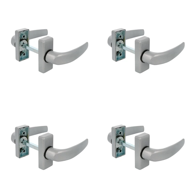 Amig – Pack of 4 Rosette Door Handle Sets – Model Delta – 121 x 72 mm – 8 mm Spindle – Elegant and Simple Design – Ergonomic Grip Handle – Silver Aluminum