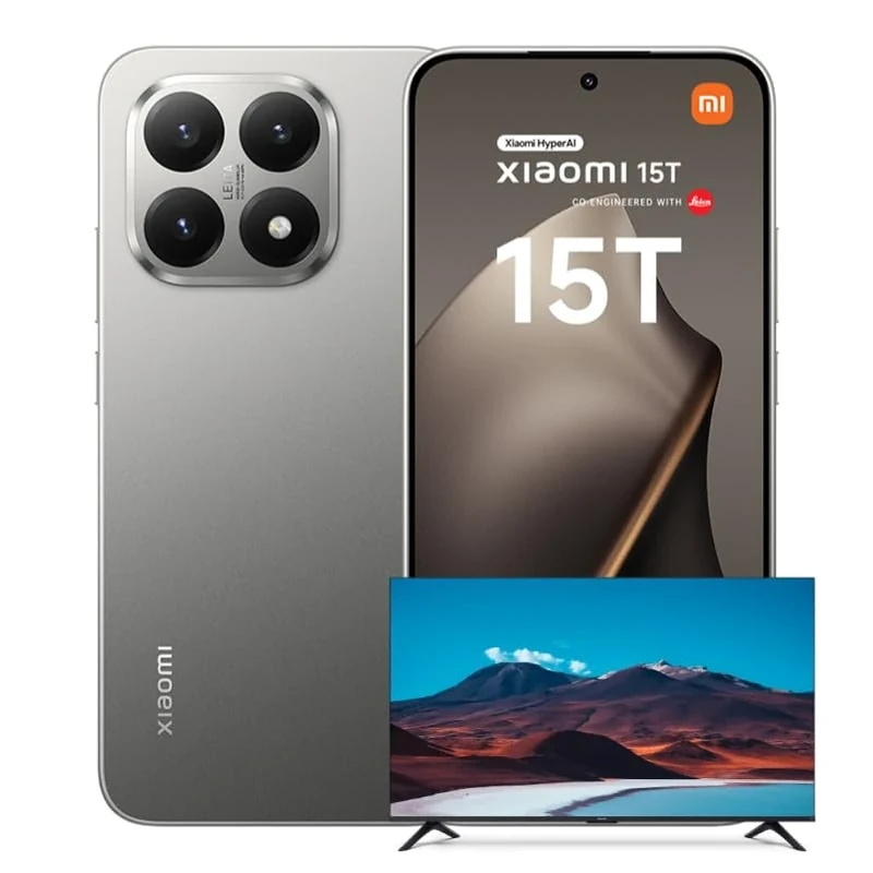 Xiaomi 15T, Smartphone 12+512GB, 6.83" 120Hz Eye-care Display, MediaTek Dimensity 8400-Ultra, 50MP Leica Summilux Optical Lens, 5500mAh, Titanium, Charger Not Included,2-years warranty+Xiaomi TV F 32