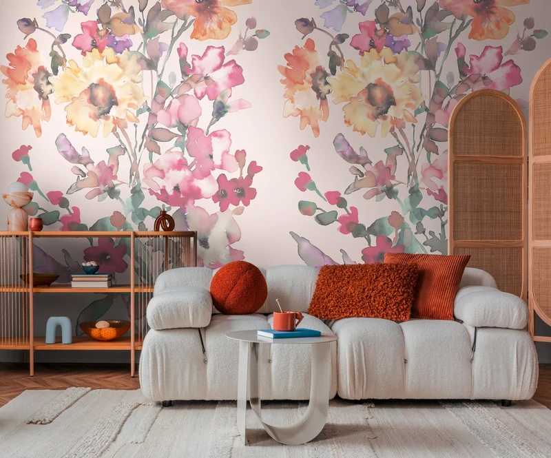 Livingwalls CosmoLiving Non-Woven Wallpaper with Floral Design in Pink, Yellow, Green - 8,80 x 0,53 m Floral Wallpaper by Cosmopolitan - 791453