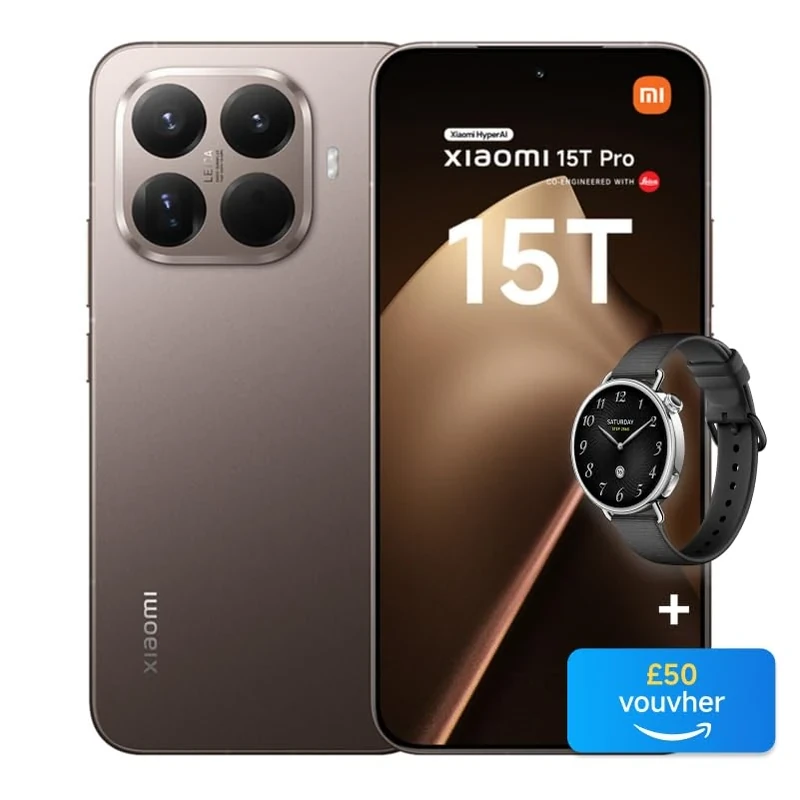 Xiaomi 15T Pro, Smartphone 12+256GB, 6.83" 144Hz Eye-care Display, MediaTek Dimensity 9400+, 50MP Leica 5x Pro Telephoto, 5500mAh, Titanium, Charger Not Included,2-years warranty+Watch S4 41mm