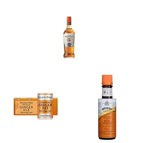 Angostura 5 Year Old Superior Gold Caribbean Rum, Fever-Tree Refreshingly Light Ginger Ale and Angostura Orange Bitters