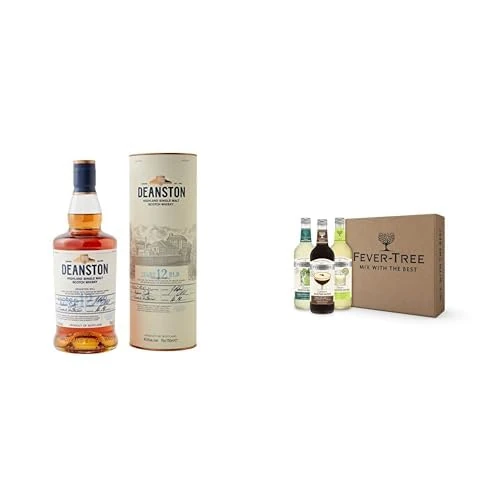 Deanston 12 Year Old Single Malt Scotch Whisky with Fever-Tree Cocktail Mixer Variety Pack