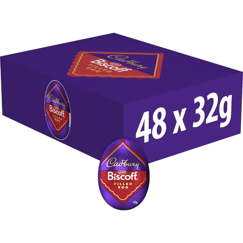 Cadbury Dairy Milk Biscoff Filled Chocolate Egg, Filled With Crunchy Lotus Pieces & Biscoff Spread, Easter Gift, 32 g (Pack of 48)