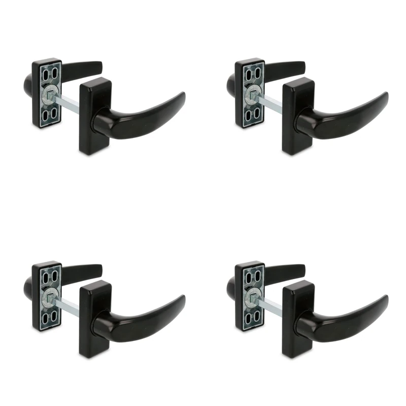 Amig – Pack of 4 Rosette Door Handle Sets – Model Delta – 121 x 72 mm – 8 mm Spindle – Elegant and Simple Design – Ergonomic Grip Handle – Black Aluminum