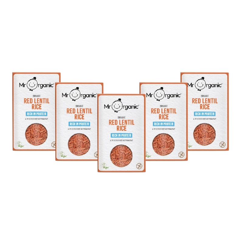 Mr Organic Red Lentil Rice – 12 x 250g Boxes – Organic, High in Protein, Gluten-Free, Vegan – Rice Alternative – Ready in 8 Minutes - Image 1