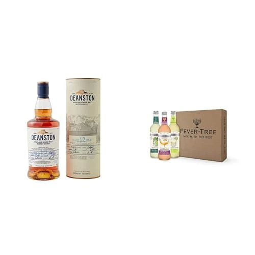 Deanston 12 Year Old Single Malt Scotch Whisky with Fever-Tree Summer Variety Cocktail Mixer Pack