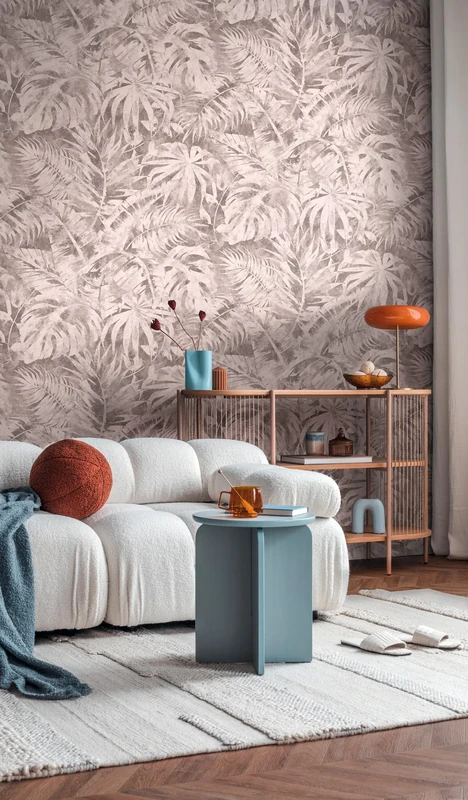 Livingwalls CosmoLiving Non-Woven Wallpaper with Leaf Design in Pink, Beige - 8,80 x 0,53 m Floral Wallpaper by Cosmopolitan - 791457