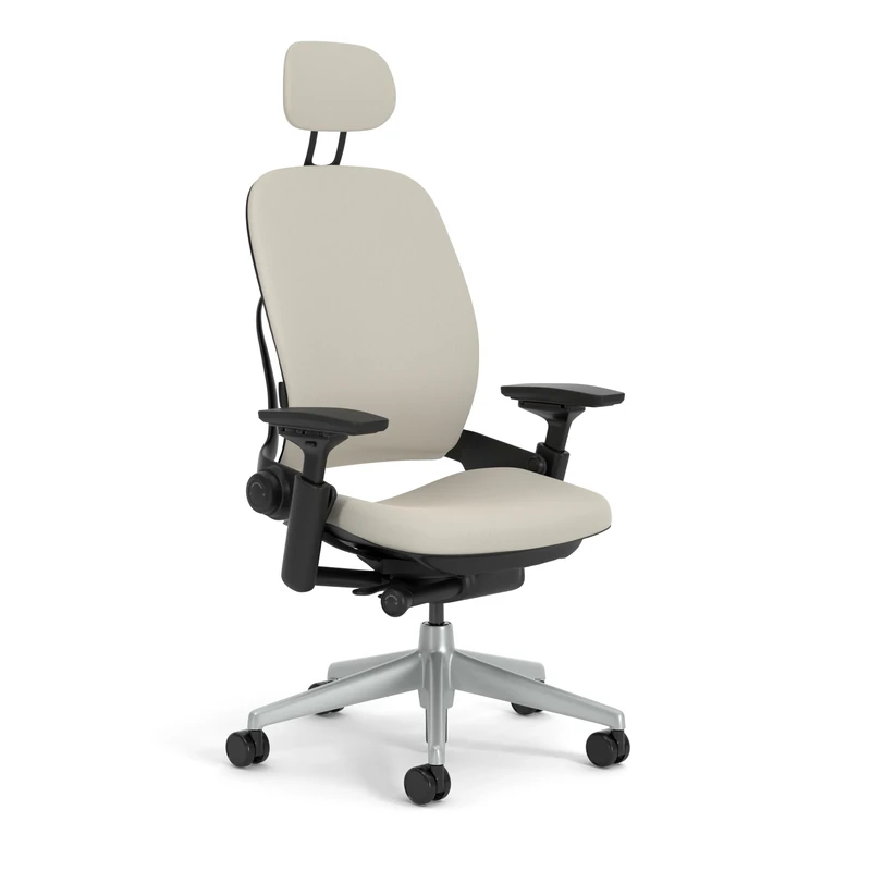 Steelcase Leap Ergonomic Office Chair With LiveBack Lumbar Support And S-Shaped Flexible Backrest, Adjustable Headrest Light Grey; Made in Europe - Image 1