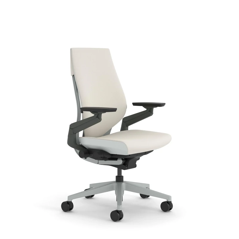 Steelcase Gesture Ergonomic Office Chair With 360° Armrests And 3D Live Back Lumbar Support Light Grey; Made in Europe