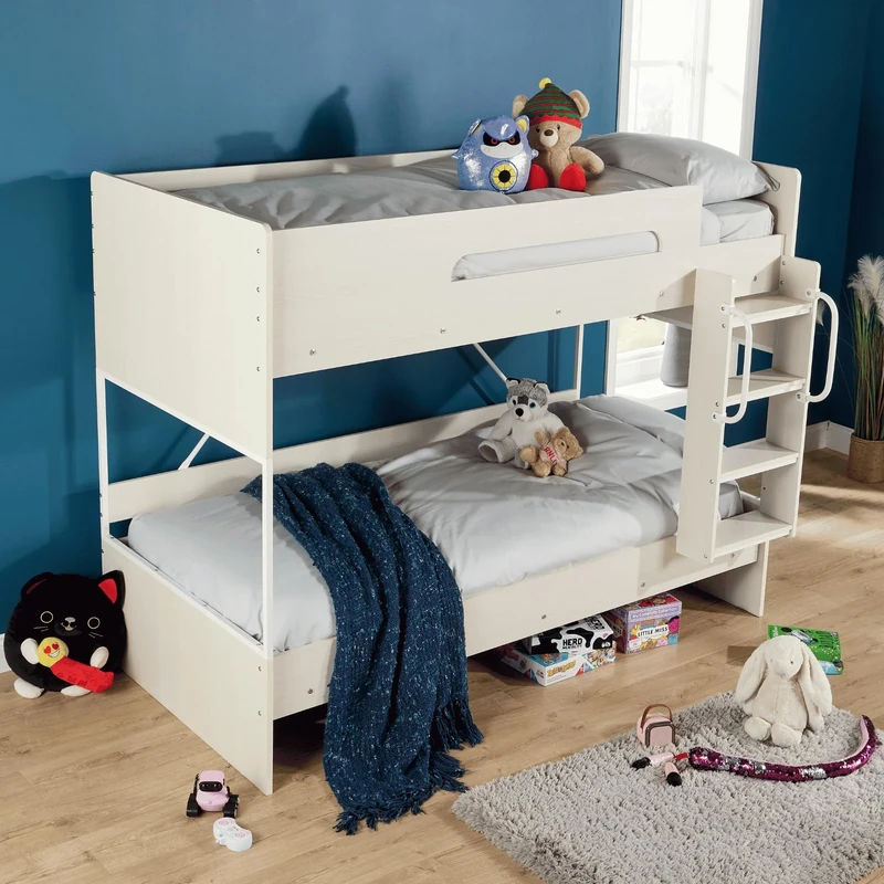 Home Source Hartford Bunk Bed – Convertible Kids’ Bunk Beds in Neutral Colours – Splits into 2 Single Beds – Space-Saving Bedroom Furniture