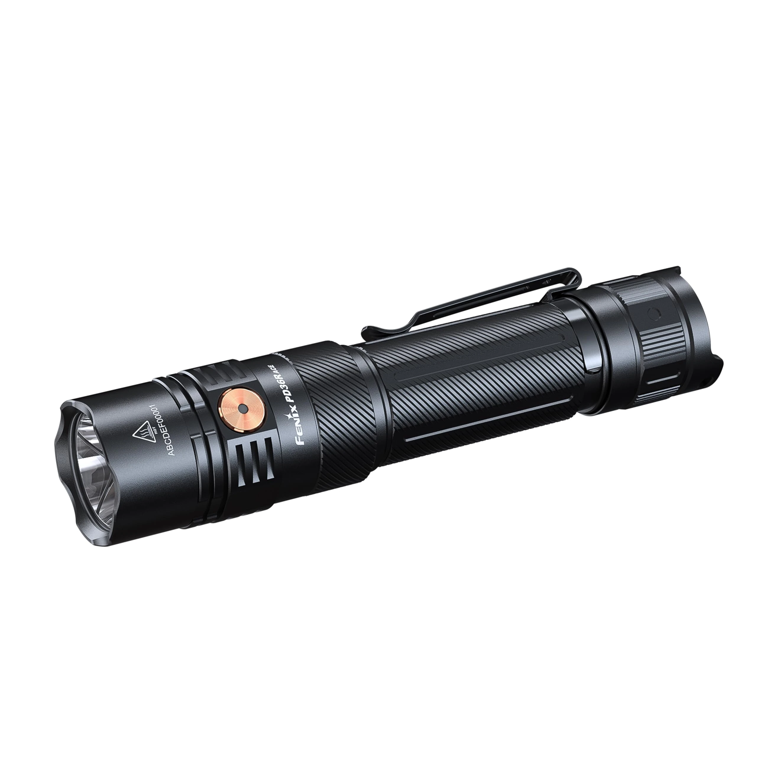 Fenix PD36R ACE Rechargeable Compact Security Torch | 3000 Lumen | 415m | 63hrs+ Max | Set Function - Selectable Profiles, Rotary USB Port Cover | IP68, Black