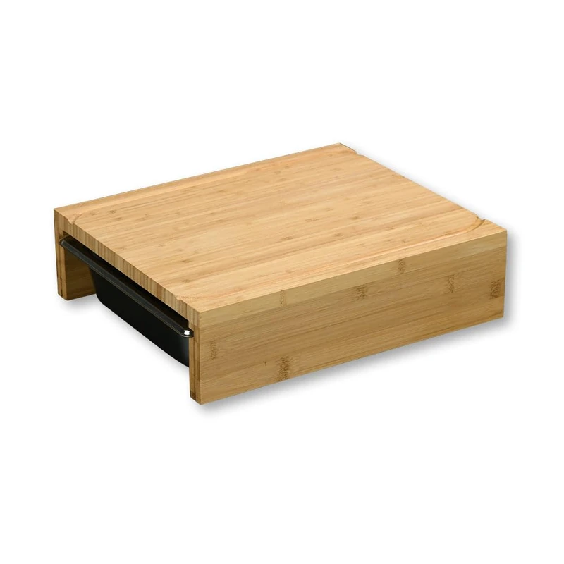 KESPER 58355 Chopping Board with 2 Stainless Steel Bowls FSC Bamboo Collection Trays Gastro Standard 1/4 35 x 29 x 9.5 cm Sustainable Kitchen Board