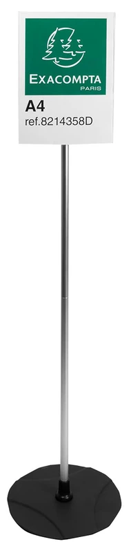 Exacompta - Ref 8214358D - Box of 5 A4 portrait stand - Dimensions: D 27 x W 27 x H 100 cm - For reception supports, information - Made of PMMA - Colour: Black/aluminium/crystal