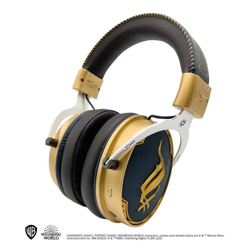 Harry Potter - Hogwarts Legacy, Ancient Magic Edition, Wireless Gaming Headset,50 mm Drivers, Detachable Mic, 28h Battery, Gold/Blue, PS5/PS4/Switch/Switch2/PC/Mobile Compatible