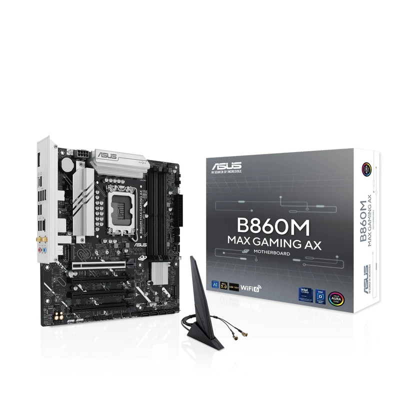 ASUS B860M MAX GAMING AX Motherboard - Intel B860 - Intel LGA1851 Socket - DDR5 RAM - Micro-ATX - Image 1
