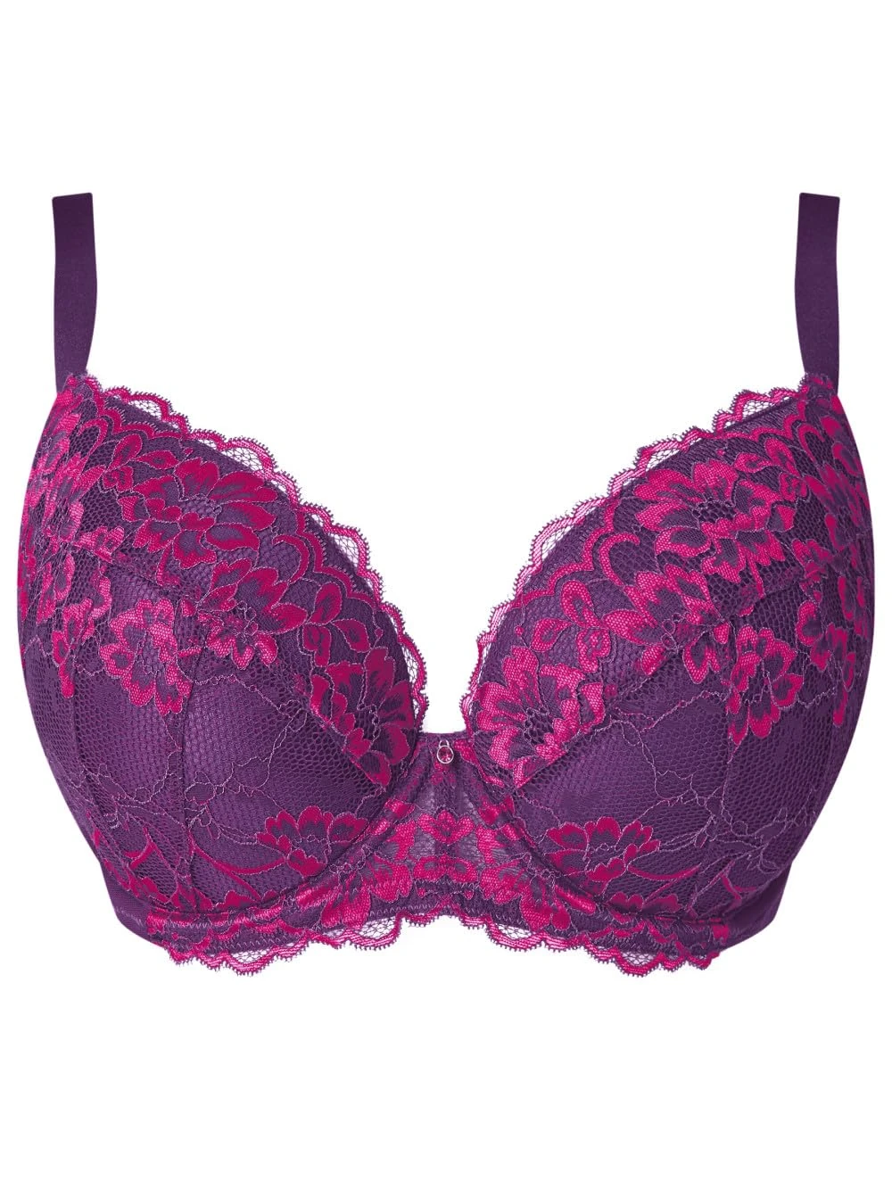 Ann Summers Sexy Lace Padded Plunge Bra, A-D Cup, Curve-Enhancing Womens Underwear with Padded Cups & Underwire, Removable Mini Pads for Smaller Sizes, Adjustable Straps Dark Purple - Womens Lingerie