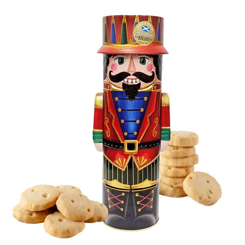 Christmas Nutcracker Soldier Shortbread Biscuits - Festive Nutcracker Biscuit Tin Filled with Scottish Shortbread Cookies 135g with Topline Card. Great Christmas Gifts for Kids, Stocking Fillers