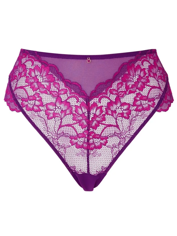 Ann Summers Sexy Lace Brazilian Knickers - Dark Purple Low Rise